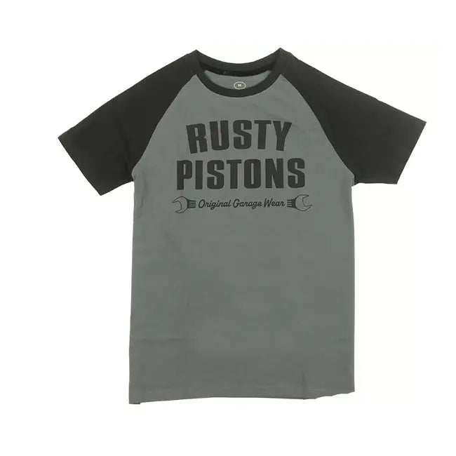 Rusty Pistons Burney T-Shirt Grey / Black  - FREE UK Shipping, FREE 365 Day Returns | Moto Central