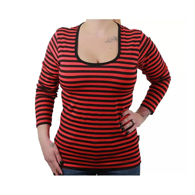 Rusty Pistons Mesa 3/4 Sleeves Ladies T-Shirt Red / Black  - FREE UK Shipping, FREE 365 Day Returns | Moto Central