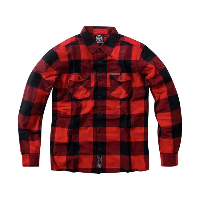 West Coast Choppers Rigid Flannel Shirt Red / Black  - FREE UK Shipping, FREE 365 Day Returns | Moto Central