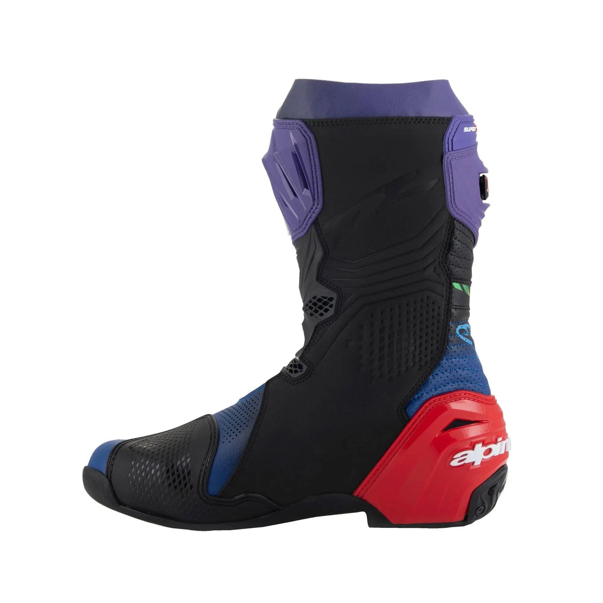 Alpinestars Supertech R LE Martinator R01 Vented Boots Blue / Purple / Red / Black  - FREE UK Shipping, FREE 365 Day Returns | Moto Central