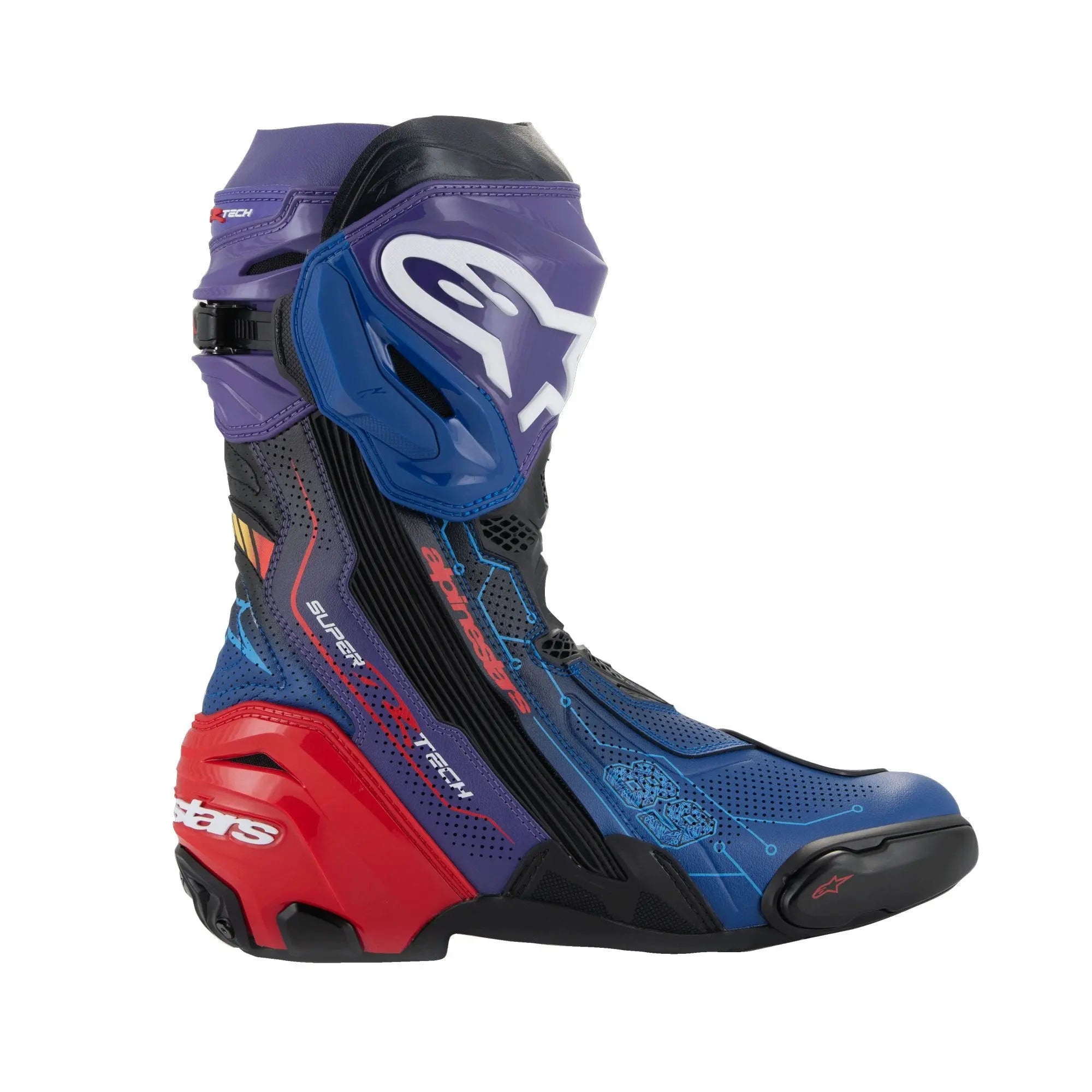 Alpinestars Supertech R LE Martinator R01 Vented Boots Blue / Purple / Red / Black  - FREE UK Shipping, FREE 365 Day Returns | Moto Central