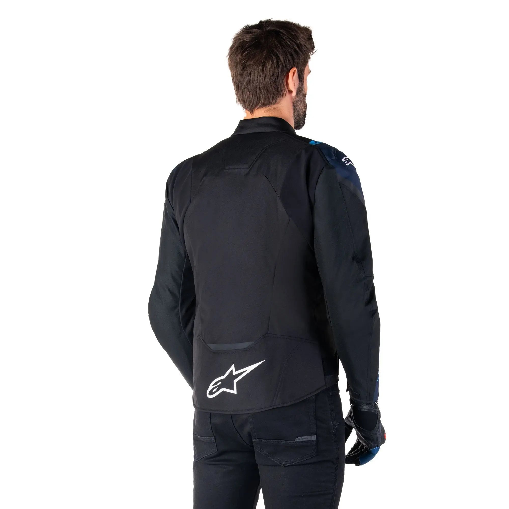 Alpinestars T-Jaws V4 Waterproof Textile Jacket Black / Dark Blue / Blithe Blue  - FREE UK Shipping, FREE 365 Day Returns | Moto Central