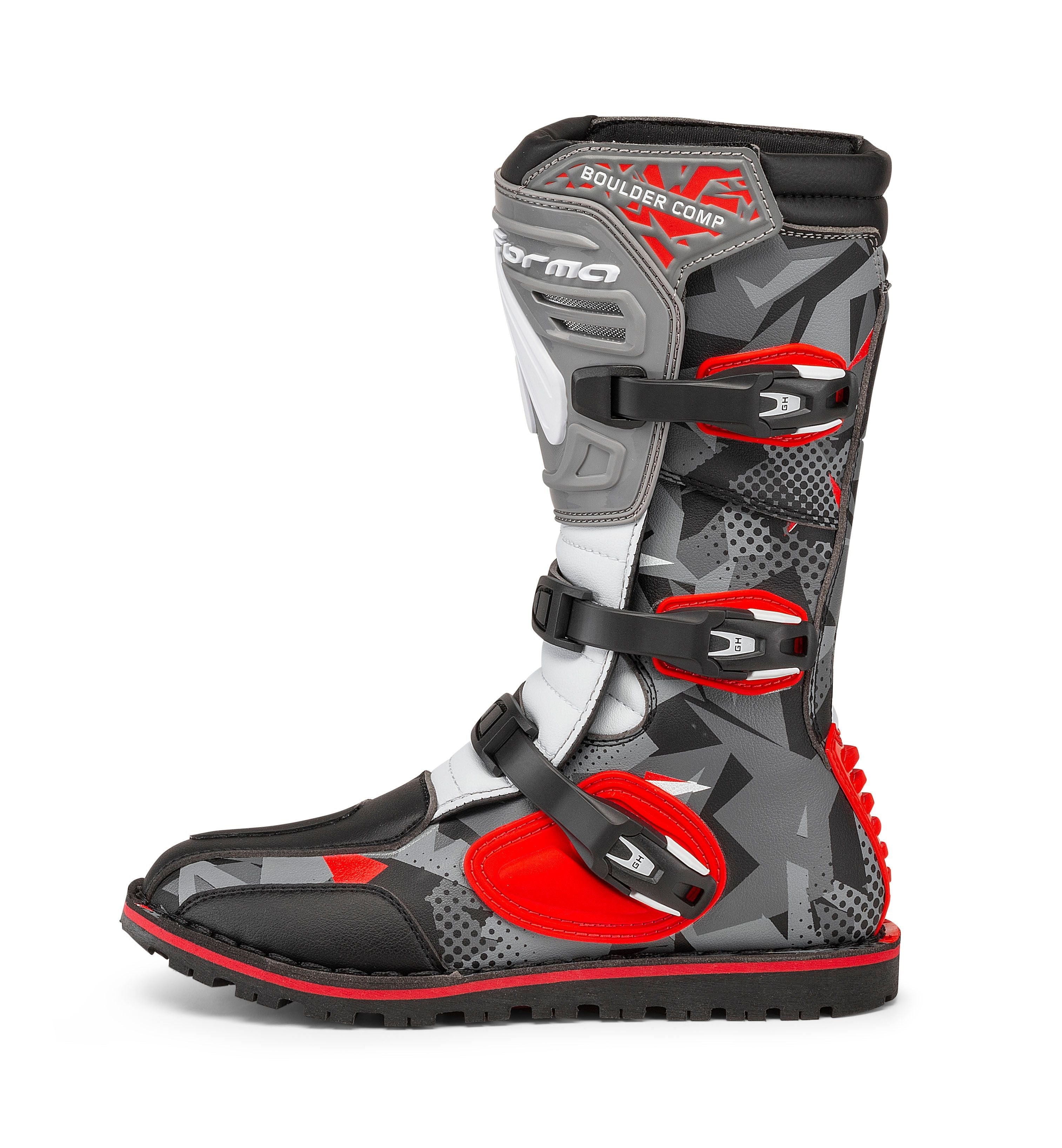 Forma Boulder Comp Off-Road Boots Camo / Red / White / Grey - FREE UK Shipping, FREE 365 Day Returns | Moto Central