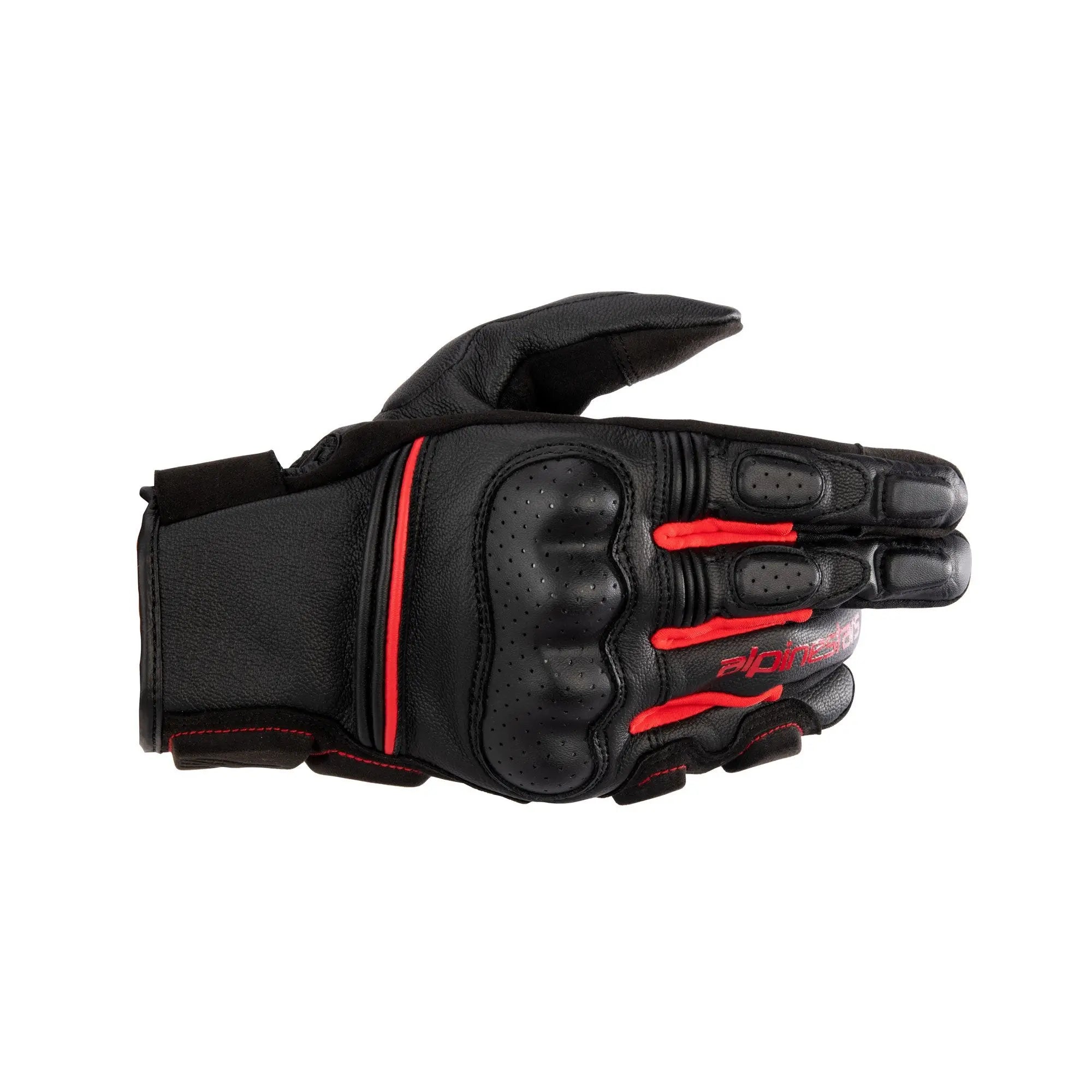 Alpinestars Phenom Leather Gloves Black / Bright Red  - FREE UK Shipping, FREE 365 Day Returns | Moto Central