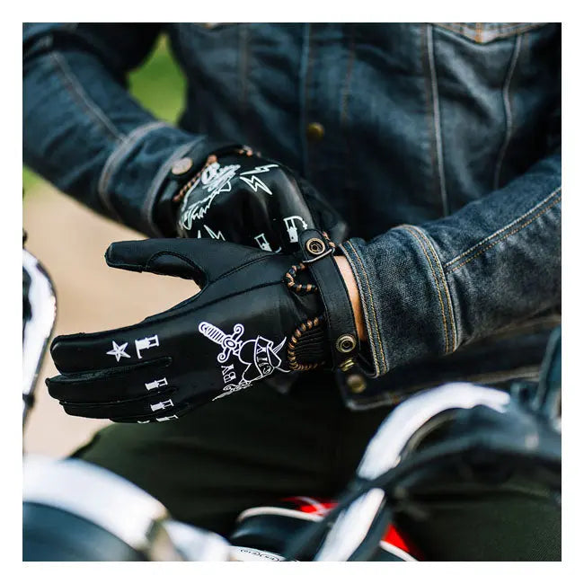 ByCity Second Skin Leather Gloves Tattoo Black  - FREE UK Shipping, FREE 365 Day Returns | Moto Central