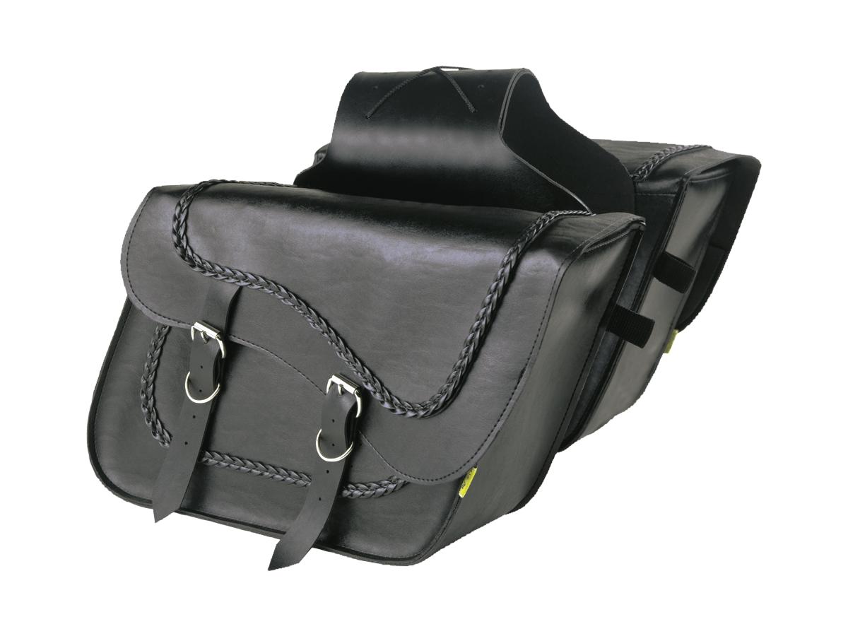 Willie & Max Braided Slant Saddlebags Black SB709  - FREE UK Shipping, FREE 365 Day Returns | Moto Central