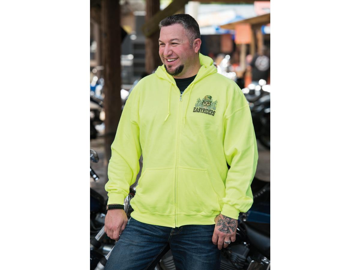 Easyriders Roadware Get Off My Ass Zip Hoodie Safety Green