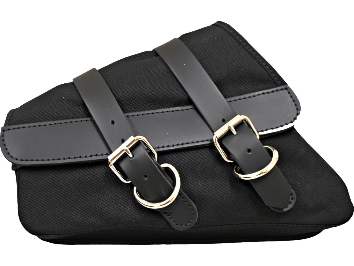 La Rosa Design Canvas Swing Arm Left Saddle Bag With Black Straps Black For 04-20 Sportster - FREE UK Shipping, FREE 365 Day Returns | Moto Central