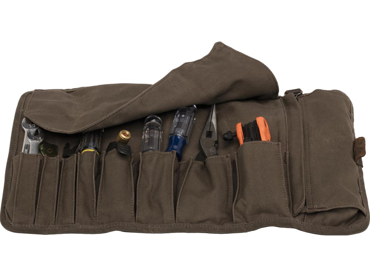 Burly Tool Roll Voyager Luggage Made Of Wet Waxed UV-Treated Cotton Leather Securing Straps