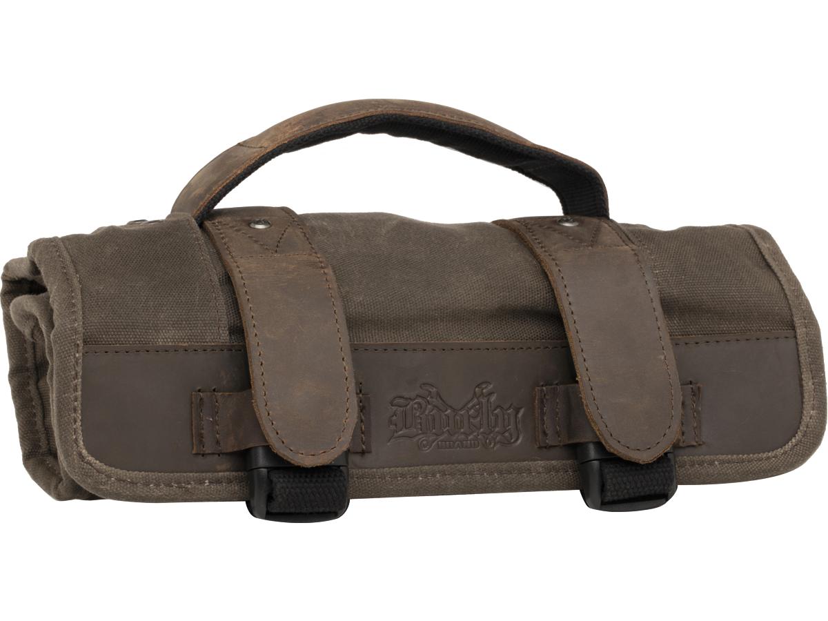 Burly Tool Roll Voyager Luggage Made Of Wet Waxed UV-Treated Cotton Leather Securing Straps