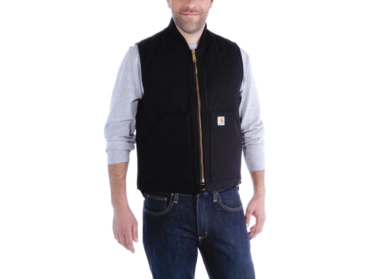 Carhartt Relaxed Fit Firm Duck Insulated Rib Collar Vest Black