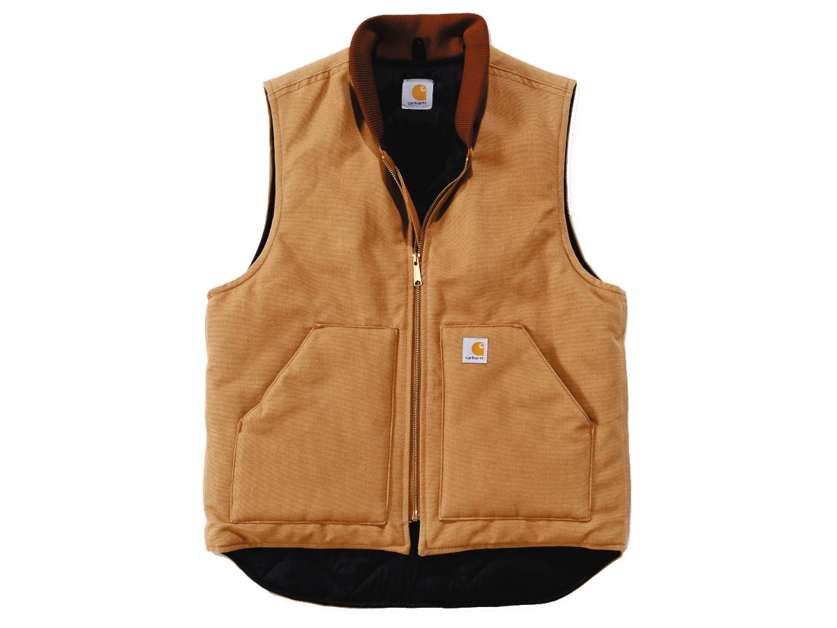 Carhartt Relaxed Fit Firm Duck Insulated Rib Collar Vest Carhartt Brown - FREE UK Shipping, FREE 365 Day Returns | Moto Central