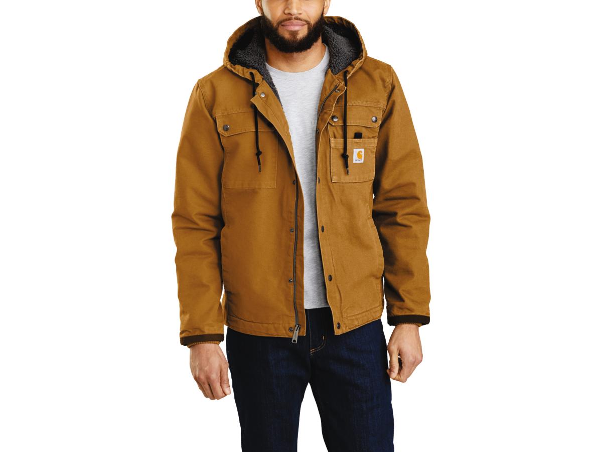 Carhartt Relaxed Fit Washed Duck Sherpa-Lined Utility Jacket Carhartt Brown  - FREE UK Delivery - Moto Central