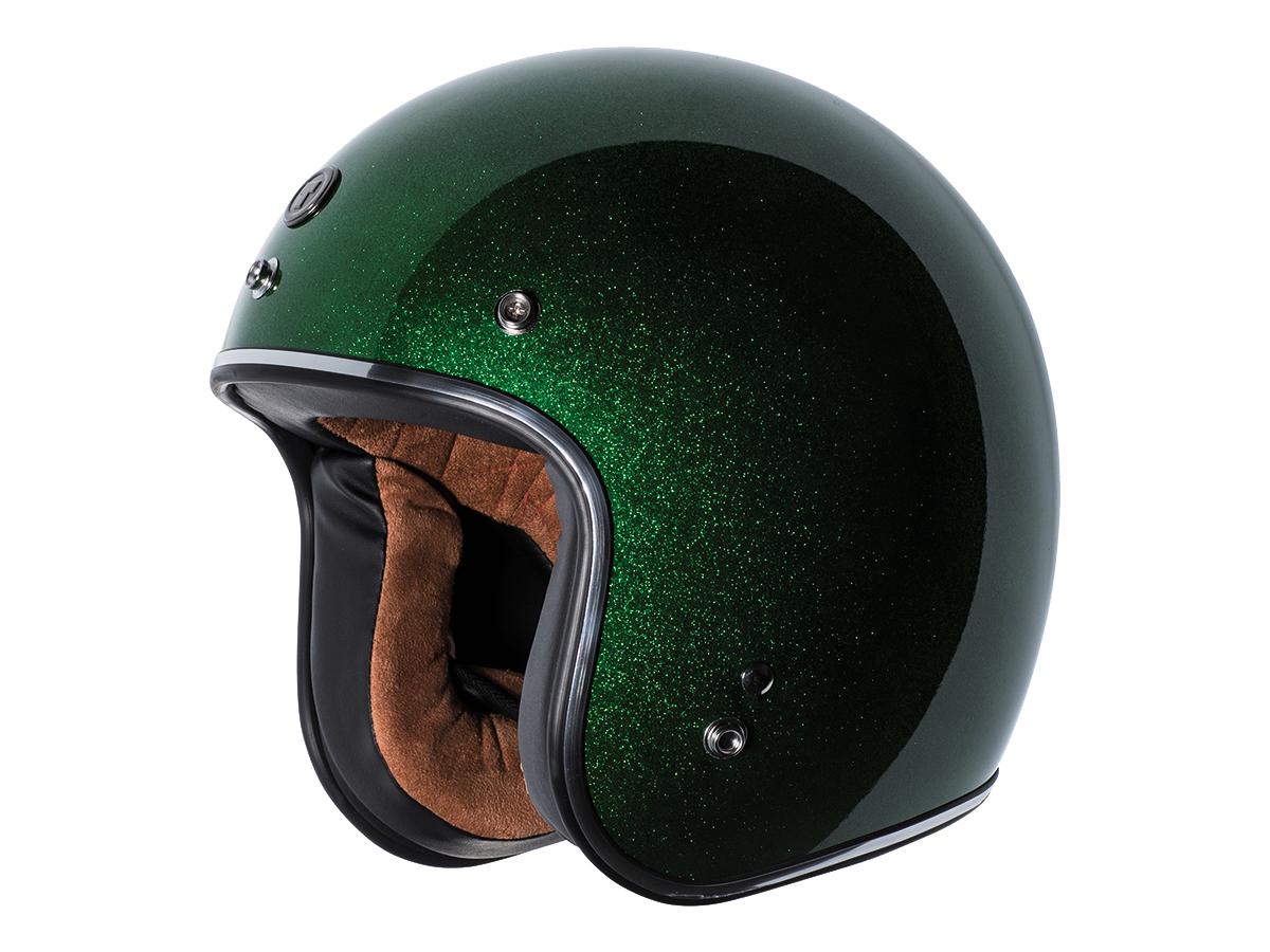 Torc T-50 ECE Retro Jet Helmet Limecycle Green Mega Flake