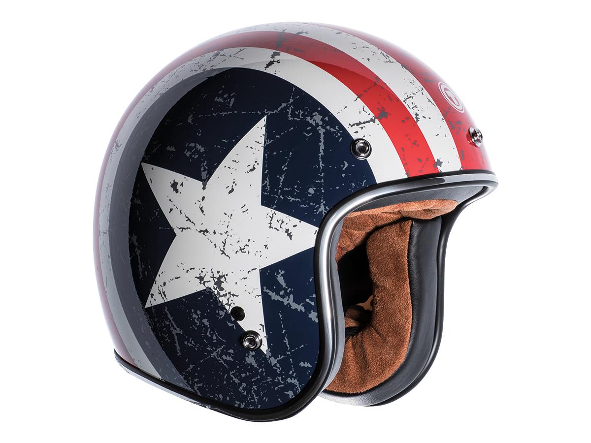 Torc T-50 ECE Retro Jet Helmet Rebel Star White / Red / Blue