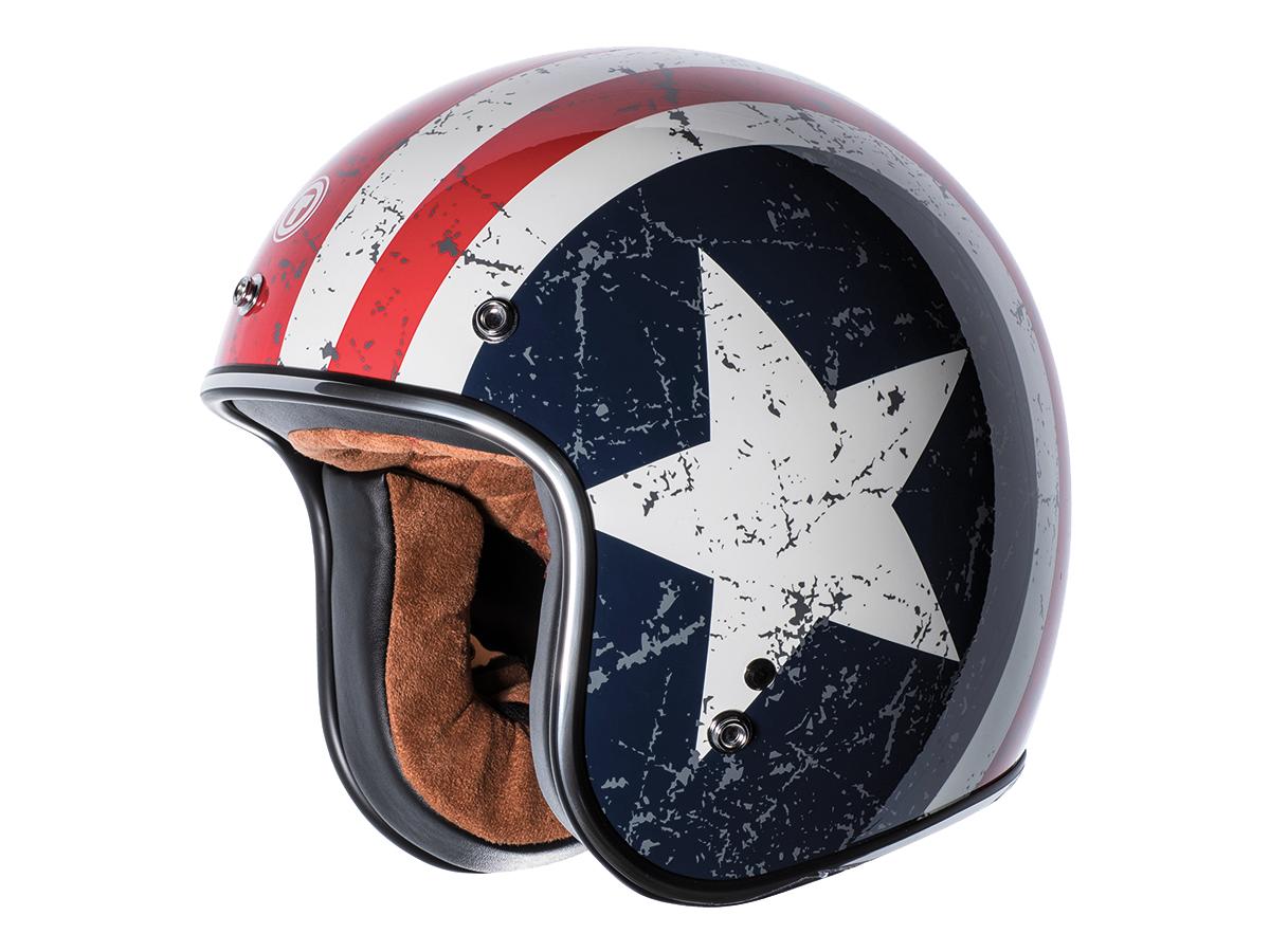 Torc T-50 ECE Retro Jet Helmet Rebel Star White / Red / Blue