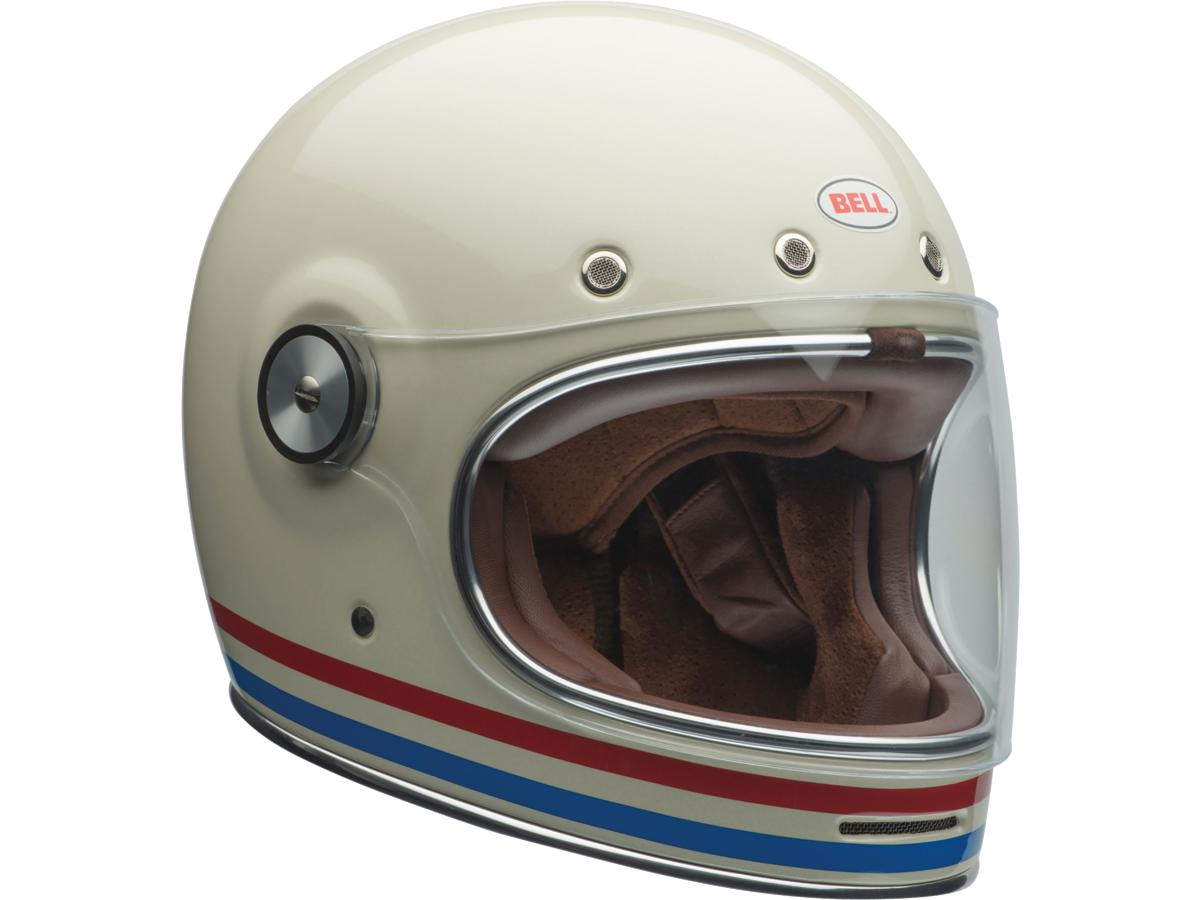 Bell Bullitt Retro Full Face Helmet White / Stripes Gloss White Oxblood Blue