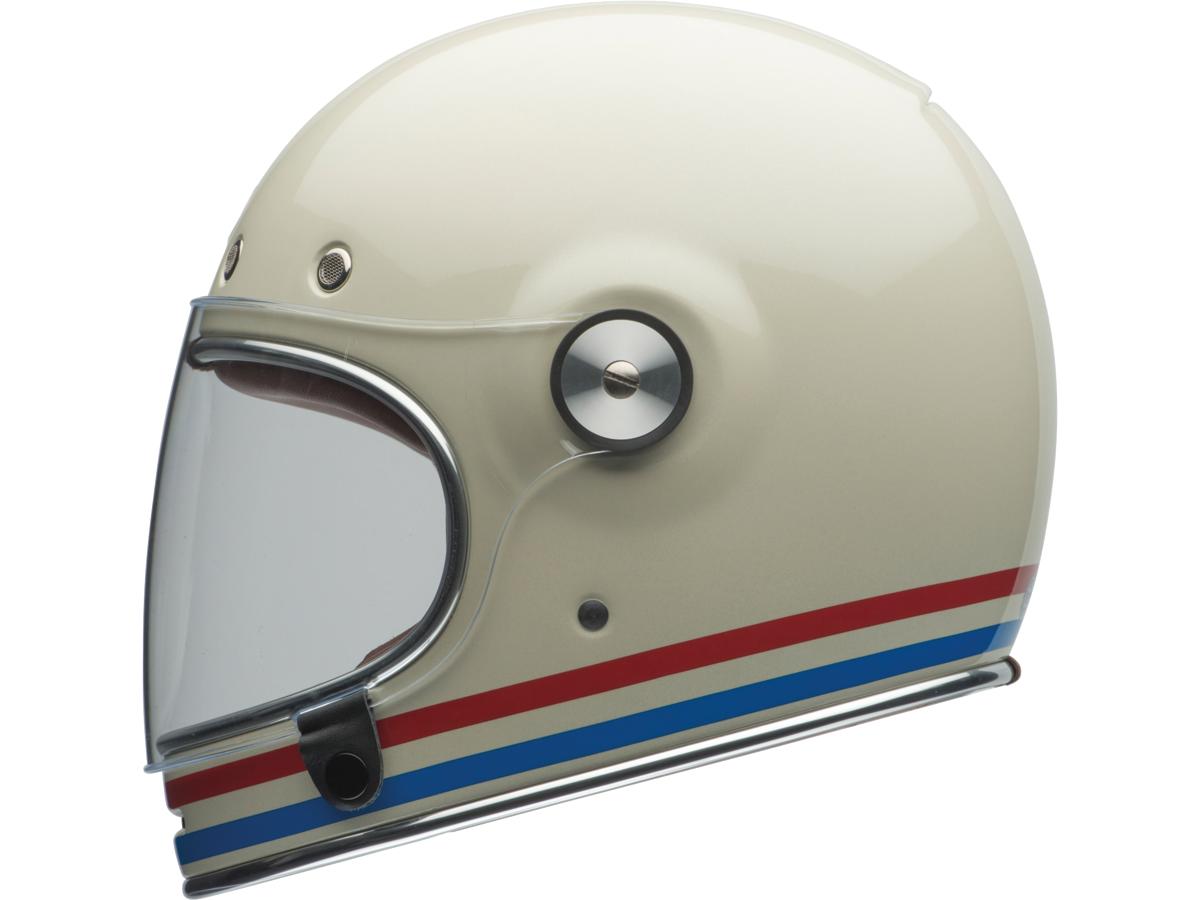 Bell Bullitt Retro Full Face Helmet White / Stripes Gloss White Oxblood Blue