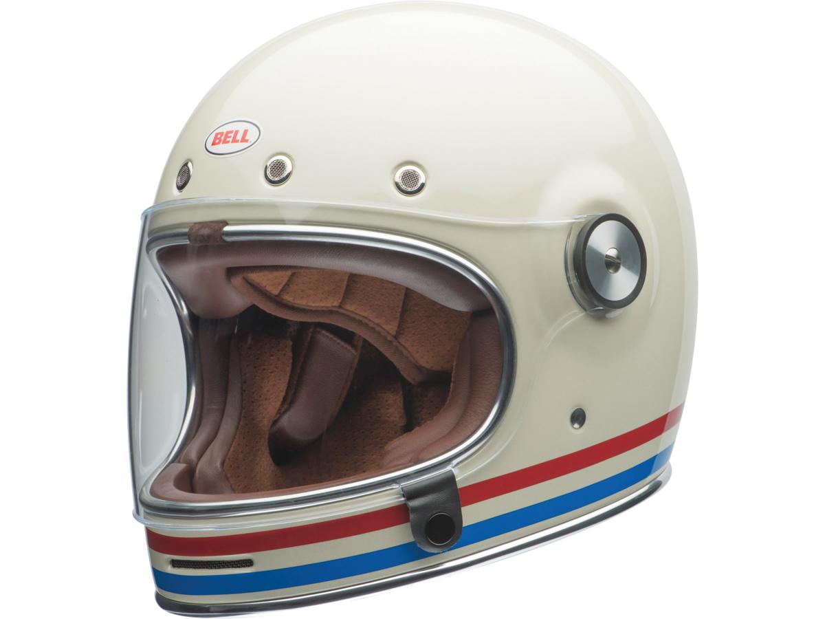 Bell Bullitt Retro Full Face Helmet White / Stripes Gloss White Oxblood Blue