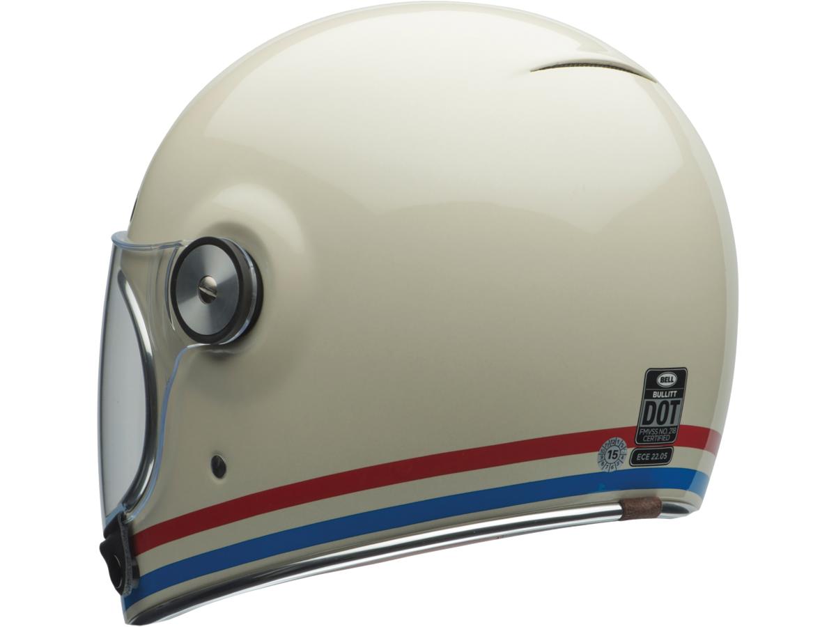 Bell Bullitt Retro Full Face Helmet White / Stripes Gloss White Oxblood Blue