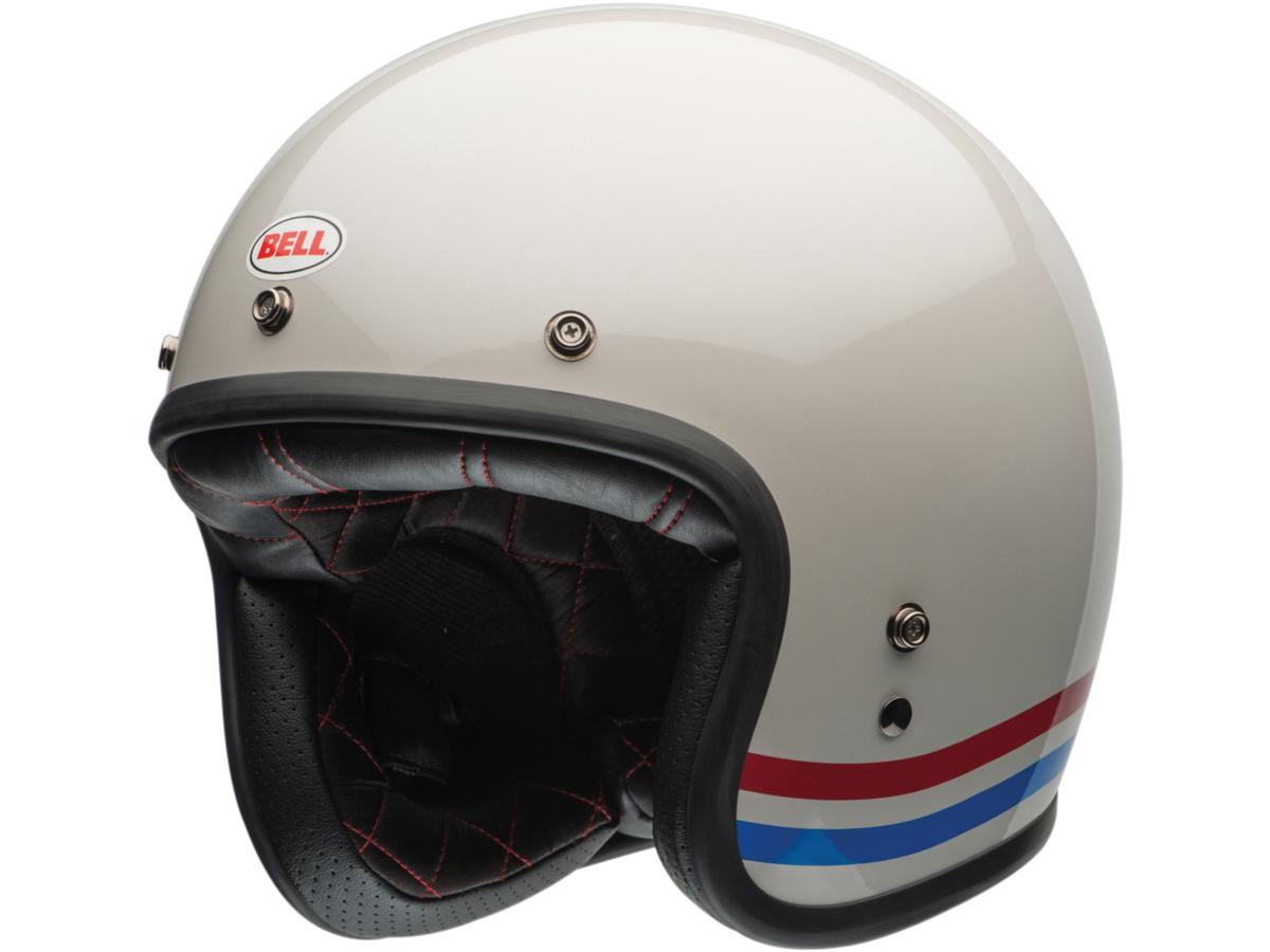 Bell Custom 500 Open Face Helmet White / Stripes Gloss Pearl White