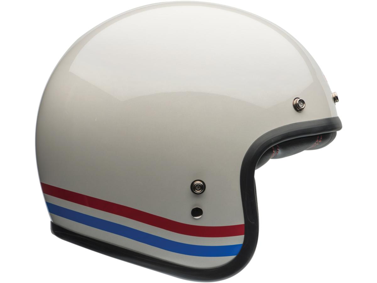 Bell Custom 500 Open Face Helmet White / Stripes Gloss Pearl White