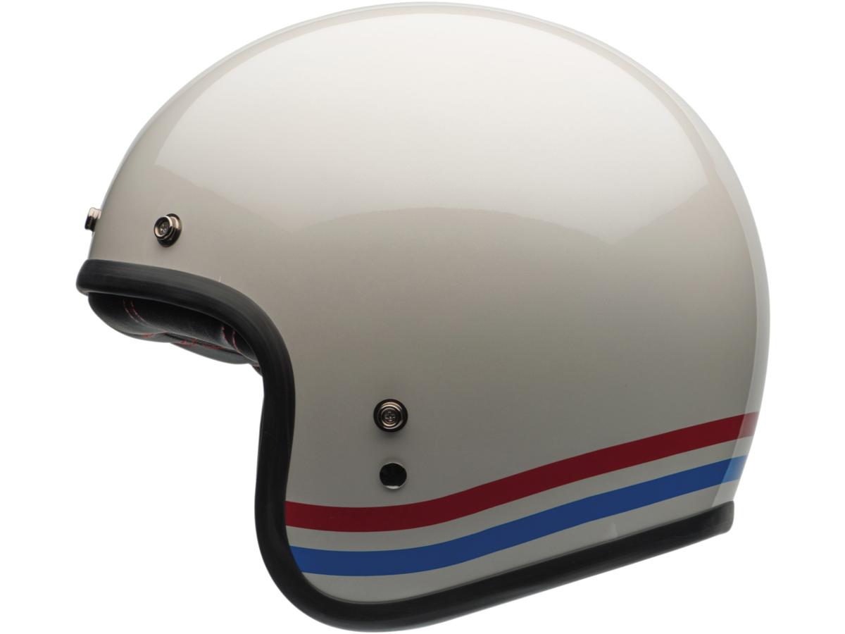 Bell Custom 500 Open Face Helmet White / Stripes Gloss Pearl White