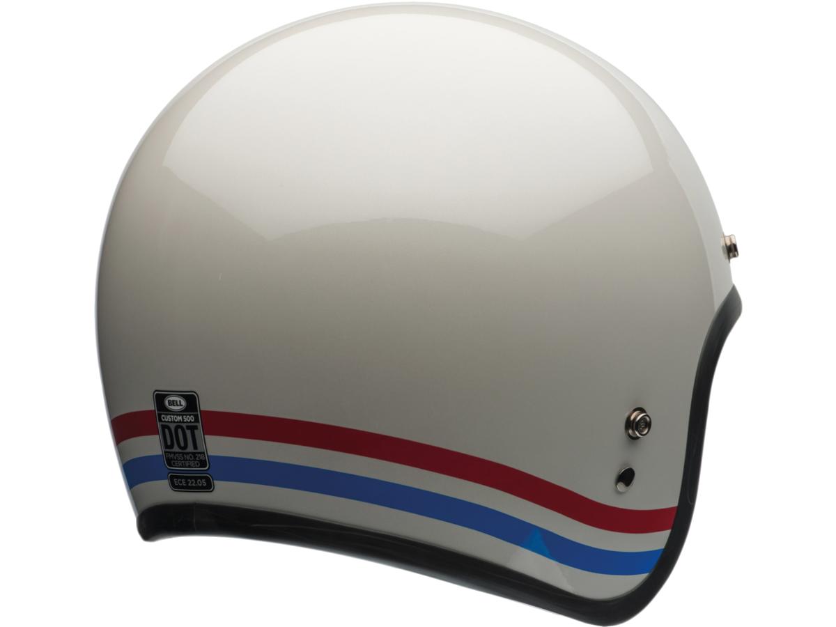 Bell Custom 500 Open Face Helmet White / Stripes Gloss Pearl White