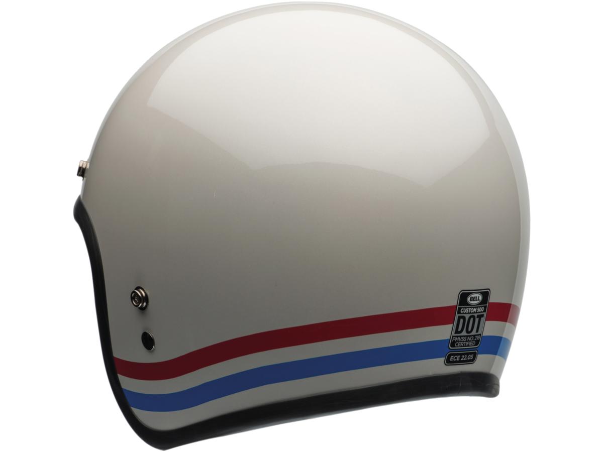 Bell Custom 500 Open Face Helmet White / Stripes Gloss Pearl White