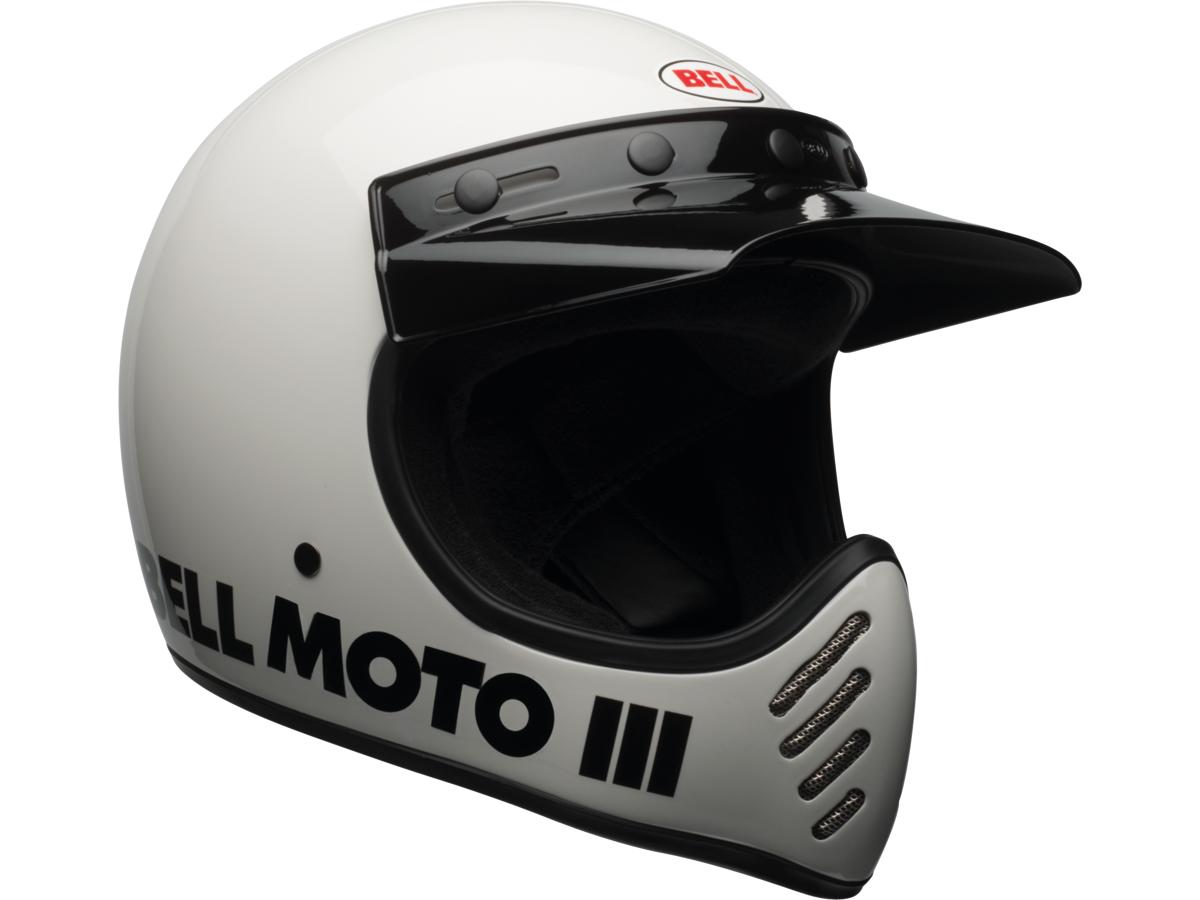 Bell Moto-3 Retro Dirt Bike Helmet White / Gloss White