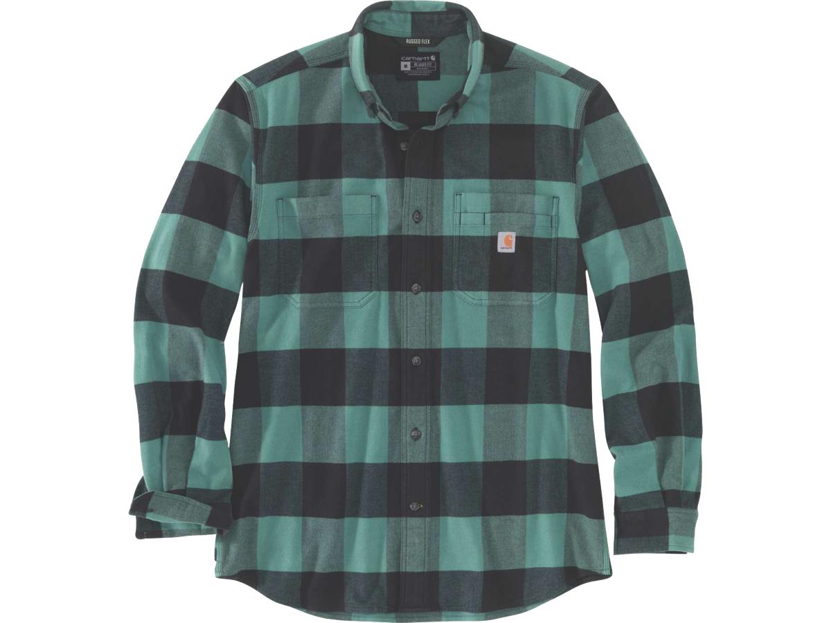 Carhartt Rugged Flex Relaxed Fit Midweight Flannel Long Sleeves Plaid Shirt Slate Green