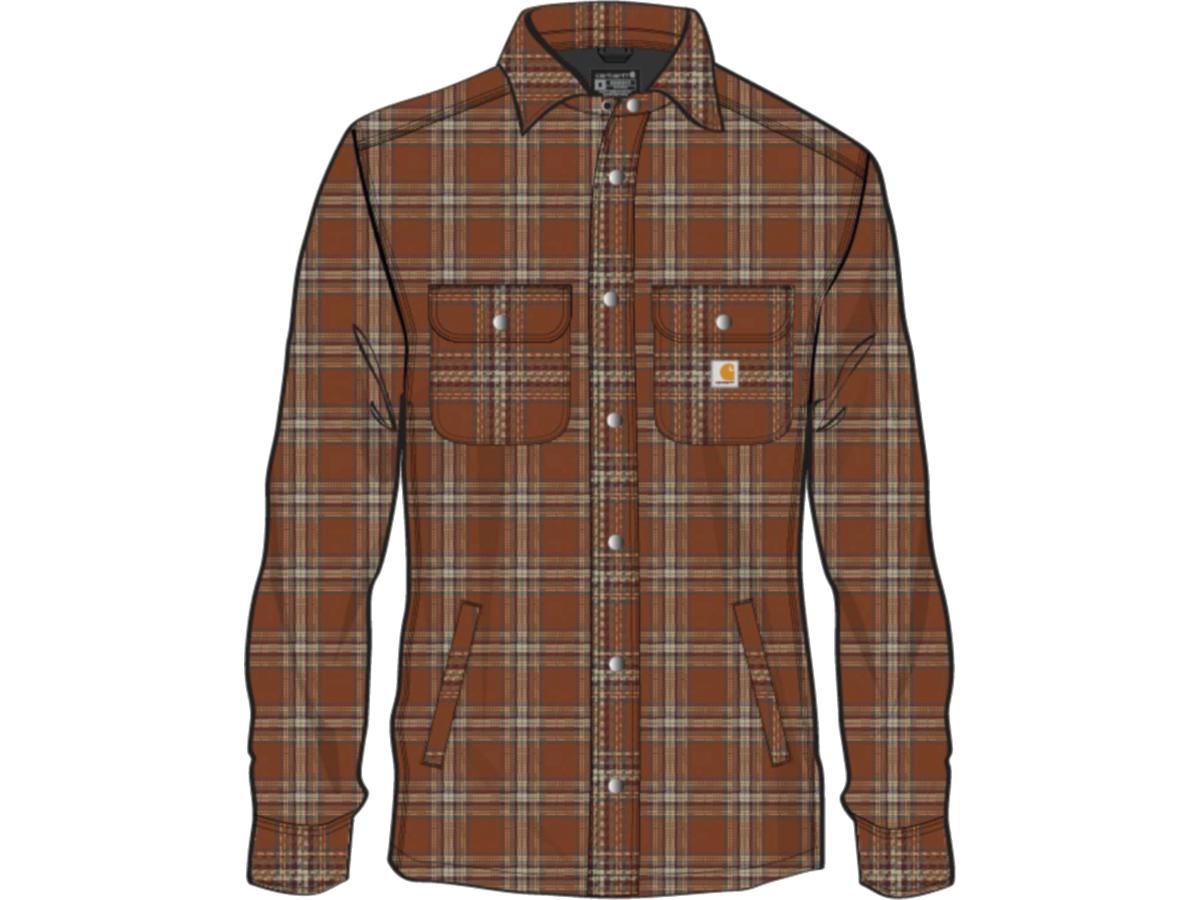 Carhartt Relaxed Fit Heavyweight Flannel Sherpa-Lined Shirt Jacket Burnt Sienna