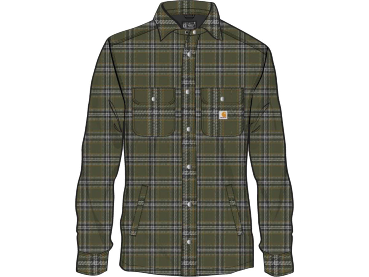 Carhartt Relaxed Fit Heavyweight Flannel Sherpa-Lined Shirt Jacket Basil