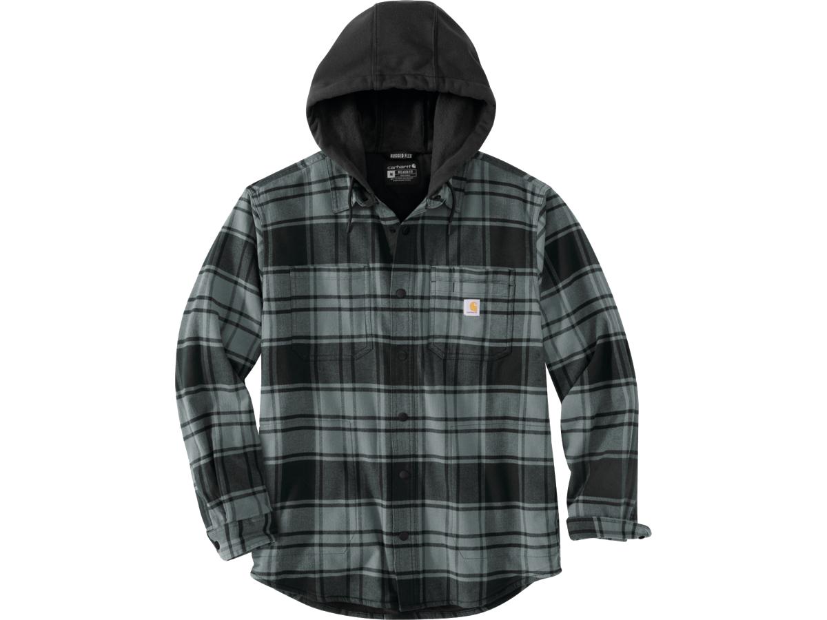 Carhartt Rugged Flex Relaxed Fit Flannel Fleece-Lined Hooded Shirt Jacket ELM