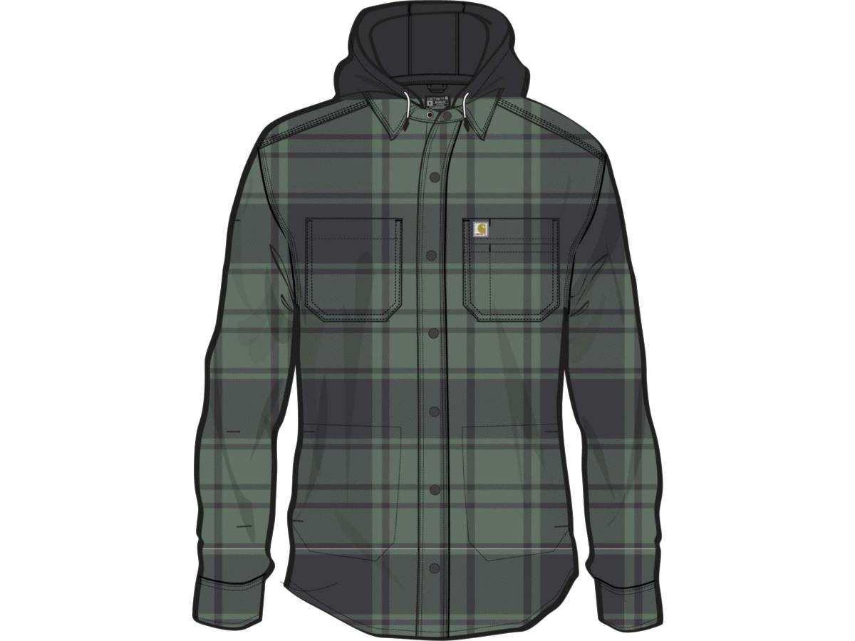 Carhartt Rugged Flex Relaxed Fit Flannel Fleece-Lined Hooded Shirt Jacket ELM