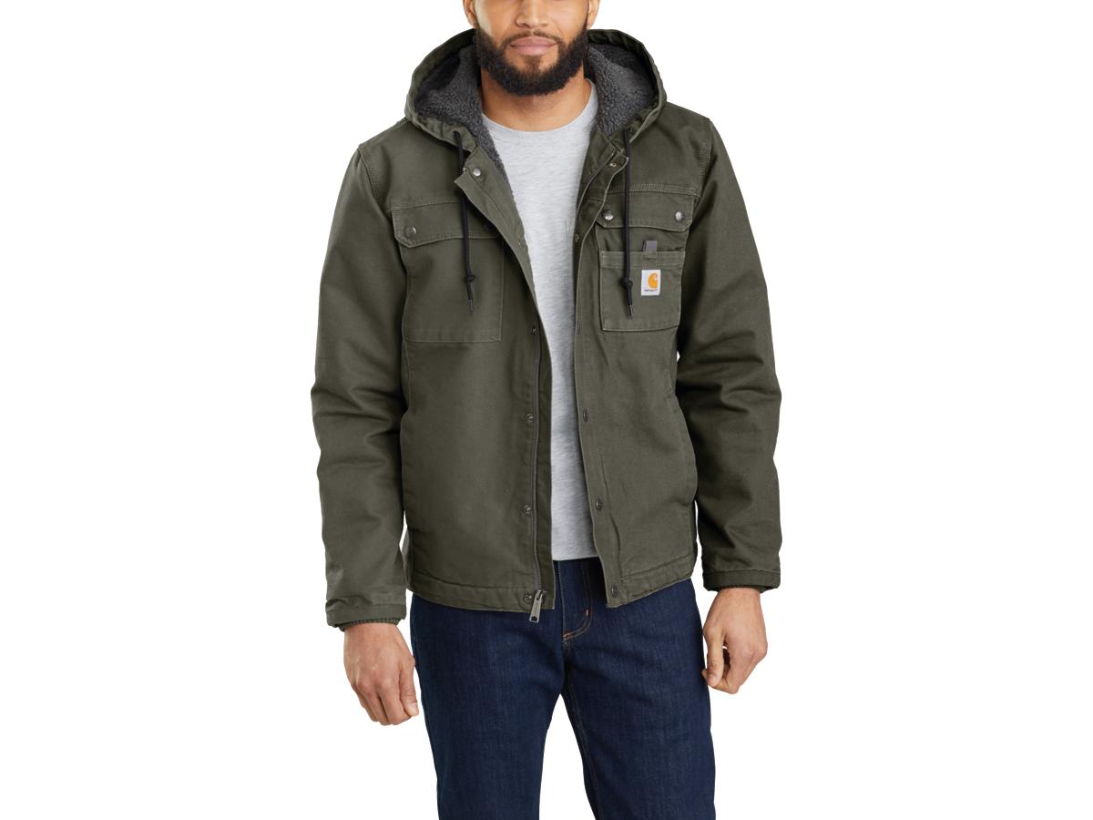 Carhartt Relaxed Fit Washed Duck Sherpa-Lined Utility Jacket Moss  - FREE UK Shipping, FREE 365 Day Returns | Moto Central