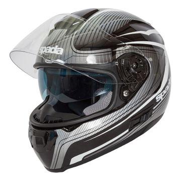 Spada SP16 Monarch Full Face Helmet Black / Silver / White - FREE UK Shipping, FREE 365 Day Returns | Moto Central