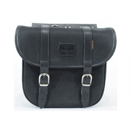 Longride Waxed Canvas LOX Saddlebag Black - 8 Liters - FREE UK Shipping, FREE 365 Day Returns | Moto Central