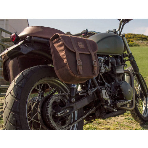 Longride Waxed Canvas LOX Saddlebag Brown - 8 Liters - FREE UK Shipping, FREE 365 Day Returns | Moto Central