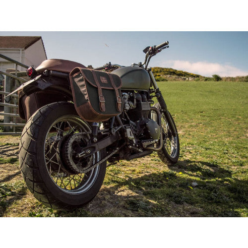 Longride Waxed Canvas LOX Saddlebag Khaki - 8 Liters - FREE UK Shipping, FREE 365 Day Returns | Moto Central