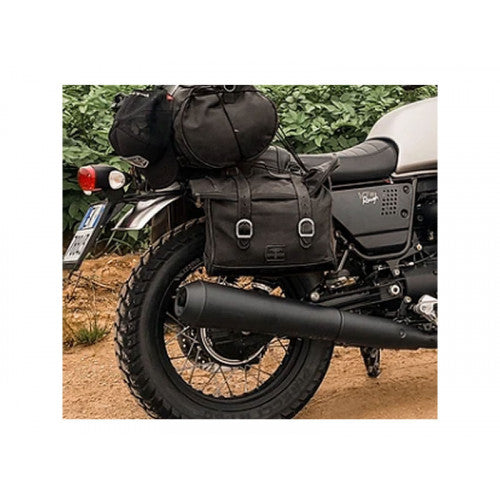 Longride Waxed Canvas Multifit Saddlebag Black - 9.5 Liters - FREE UK Shipping, FREE 365 Day Returns | Moto Central