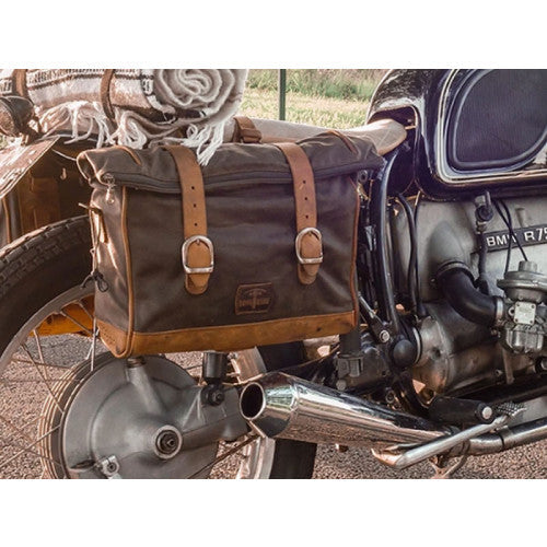 Longride Waxed Canvas Multifit Saddlebag Khaki - 9.5 Liters - FREE UK Shipping, FREE 365 Day Returns | Moto Central