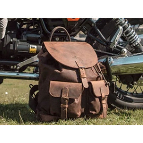 Longride Waxed Canvas Backpack Brown - 12.4 Liters - FREE UK Shipping, FREE 365 Day Returns | Moto Central