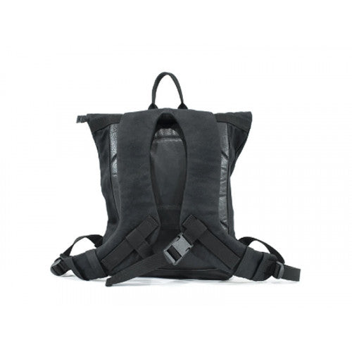 Longride Waxed Canvas Backpack Black - 15.6 Liters - FREE UK Shipping, FREE 365 Day Returns | Moto Central