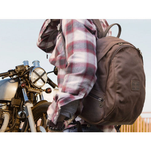 Longride Waxed Canvas Backpack Brown - 11 Liters - FREE UK Shipping, FREE 365 Day Returns | Moto Central