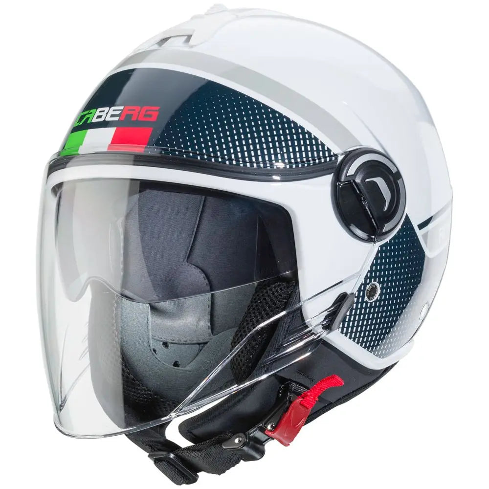 Caberg Riviera V4 Elite Open Face Helmet Italia White - FREE UK Shipping, FREE 365 Day Returns | Moto Central