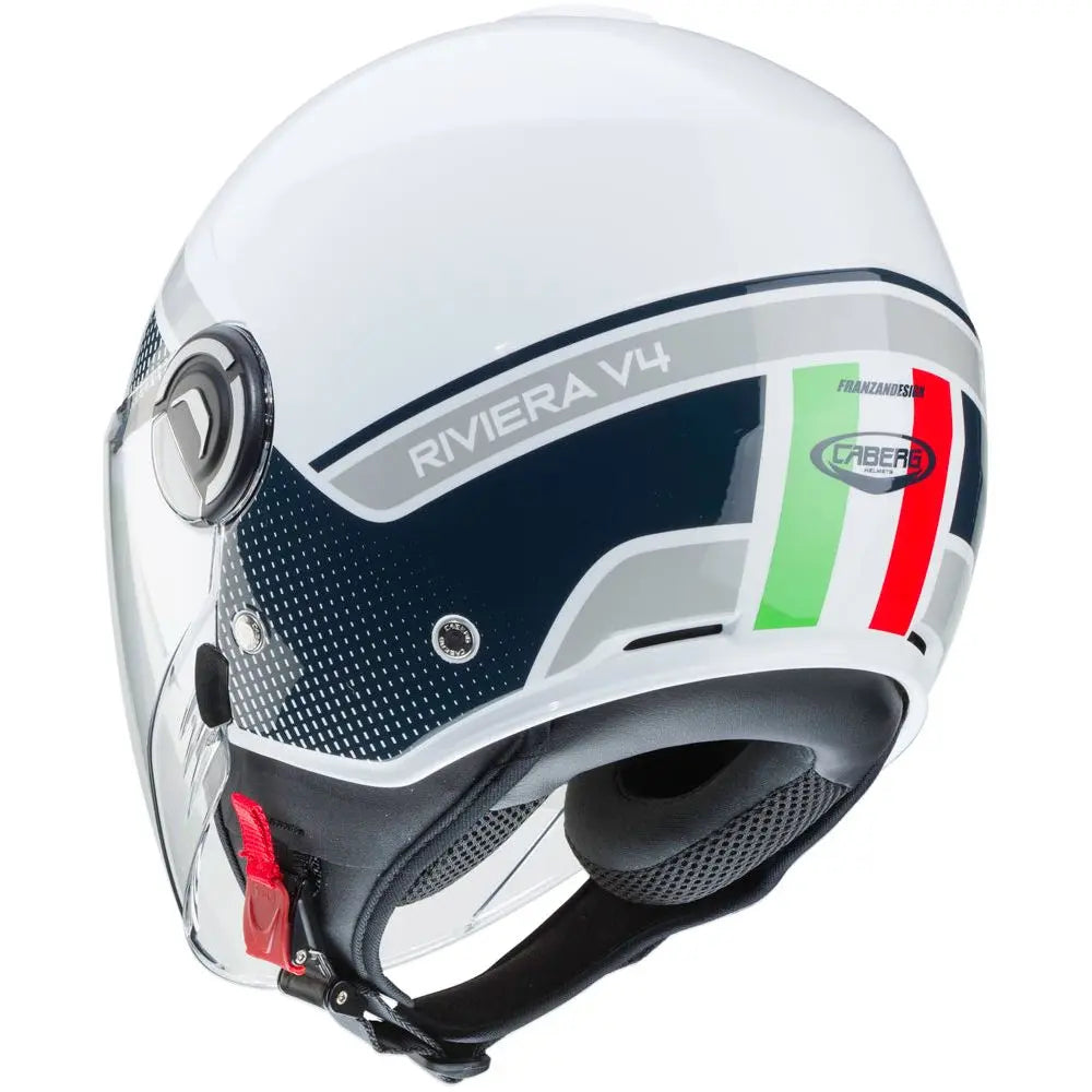 Caberg Riviera V4 Elite Open Face Helmet Italia White - FREE UK Shipping, FREE 365 Day Returns | Moto Central