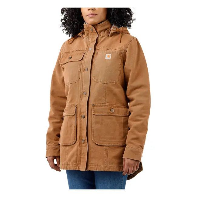 Carhartt Weathered Duck Loose Fit Ladies Coat Carhartt Brown  - FREE UK Shipping, FREE 365 Day Returns | Moto Central