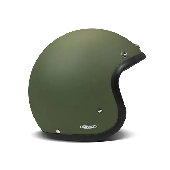 DMD Retro Open Face Helmet Matt Green  - FREE UK Shipping, FREE 365 Day Returns | Moto Central