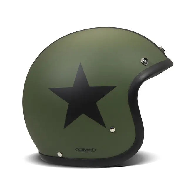 DMD Retro Open Face Helmet Star Green  - FREE UK Shipping, FREE 365 Day Returns | Moto Central